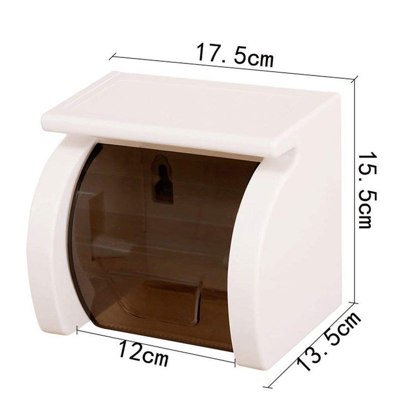 ULTRAZON Tissue roll Holder One-Handed Tear Paper Paper Holder Tissue Roll Stand Box with Shelf Rack Adhesive Wall Mount Bathroom Accessory (Standard Size) - Image 2