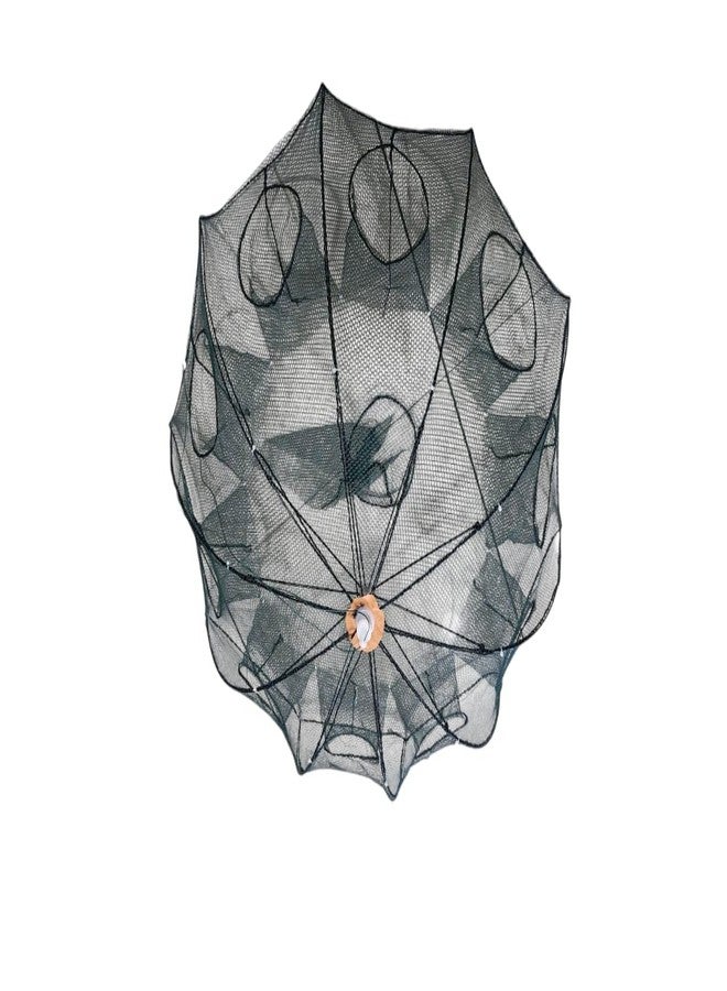 AGASTRIYA Portable Fishing Net with 10 Holes | Foldable Nylon Shrimp Cage | Automatic Fish Trap Cast Net for River, Lake & Sea Fishing | Durable Multi-Pocket Fishing Gear for Crabs - Image 3