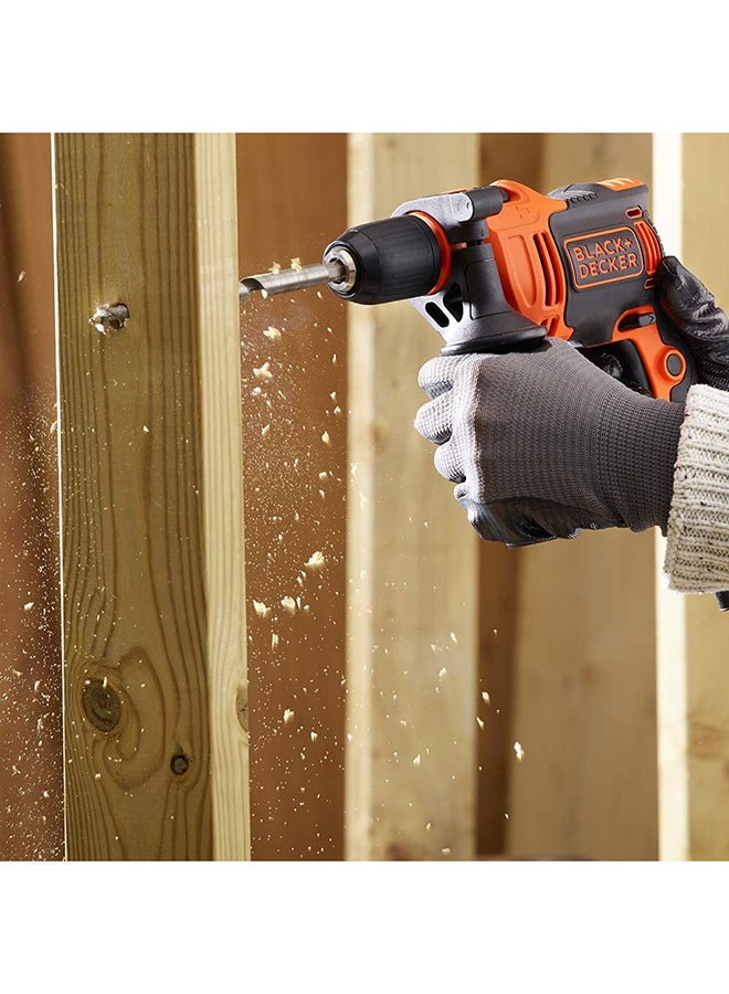 BLACK+DECKER 710W 47,600BPM Single Gear Hammer Drill with 4 Bits in Kitbox for Metal & Masonry Drilling, Orange/Black - BEH710K-GB, 2 Years Warranty Orange/Black - Image 3