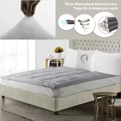 Rajasthan Crafts Super Soft 600 GSM Quilted Microfibre Mattress Padding/Topper | Breathable - Hypoallergenic Mattresses Pad for Comfortable Sleep | Single Bed Size (36x72 inch | 3x6 feet, Grey) - Image 3