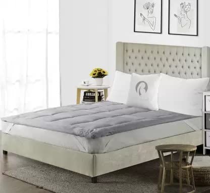 Rajasthan Crafts Super Soft 600 GSM Quilted Microfibre Mattress Padding/Topper | Breathable - Hypoallergenic Mattresses Pad for Comfortable Sleep | Single Bed Size (36x72 inch | 3x6 feet, Grey) - Image 1