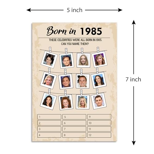 QUPT 40th Birthday Party Games, Born in 1985 Games Bundle, Set of 5 Activities for 10 Guests, Birthday Party Supplies for Adults, Pack of 50 Cards - Image 2