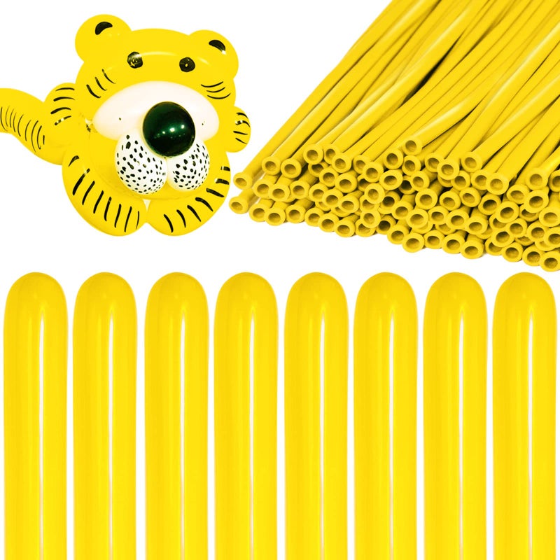 KAWKALSH 260 Yellow Long Balloons for Balloon Garland Thickening Skinny Latex Twisting Animals Modeling Christmas Birthday Wedding Party Festival Decorations 100pcs - Image 3