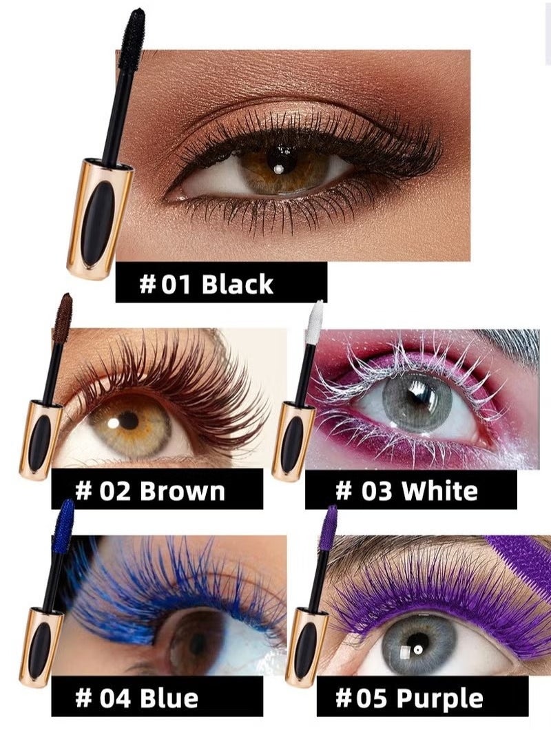 Maxfine - 5D Silk Fiber Mascara with Folding Eyelash Comb Brush,Liquid Colored Mascara Lash Extensions,Waterproof, Sweat-proof, Non-blooming, Long and Multi-color Base. (White) - Image 1