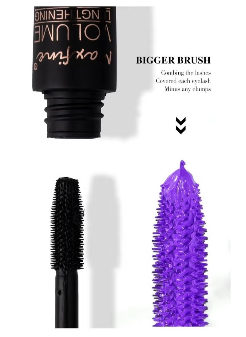 Maxfine - 5D Silk Fiber Mascara with Folding Eyelash Comb Brush,Liquid Colored Mascara Lash Extensions,Waterproof, Sweat-proof, Non-blooming, Long and Multi-color Base. (White) - Image 1