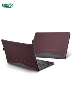 For HP Pavilion X360 Laptop 14t-ek / 14-ek Leather Laptop Shockproof Protective Case(Wine Red)