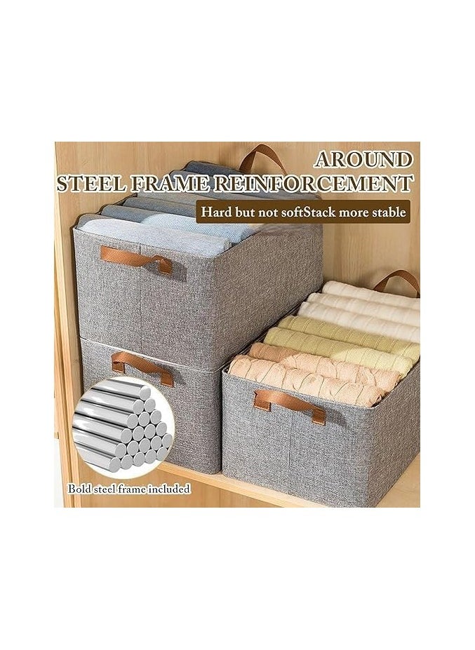 Spaceshoop - Closet Clothes Organizer with Handle Fabric storage Box with Steel Frame Stackable Shelf Storage Baskes Foldable - Image 1