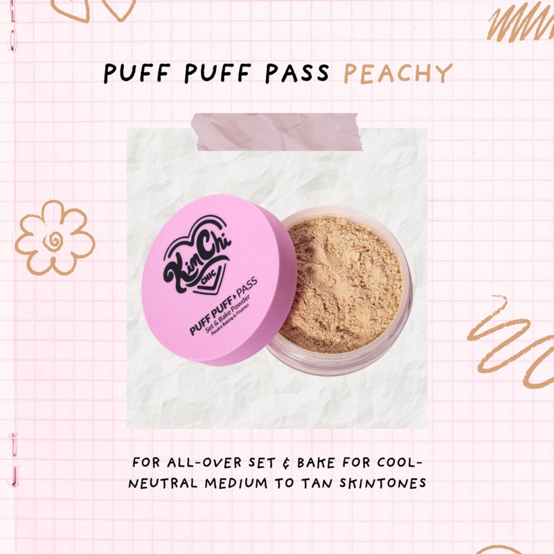 Kimchi Chic Beauty Puff Puff Pass Set and Bake Setting Powder for Makeup, Extra Fluffy Loose Face Powder Poof, Soft Natural Face Makeup for Uneven Skin Tone, 04 Peachy - Image 4