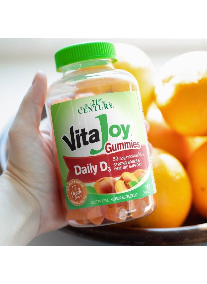 21st Century, VitaJoy Gummies, Daily D3, Peach, 2,000 IU, 120 Gummies (25 mcg (1,000 IU) per Gummy)