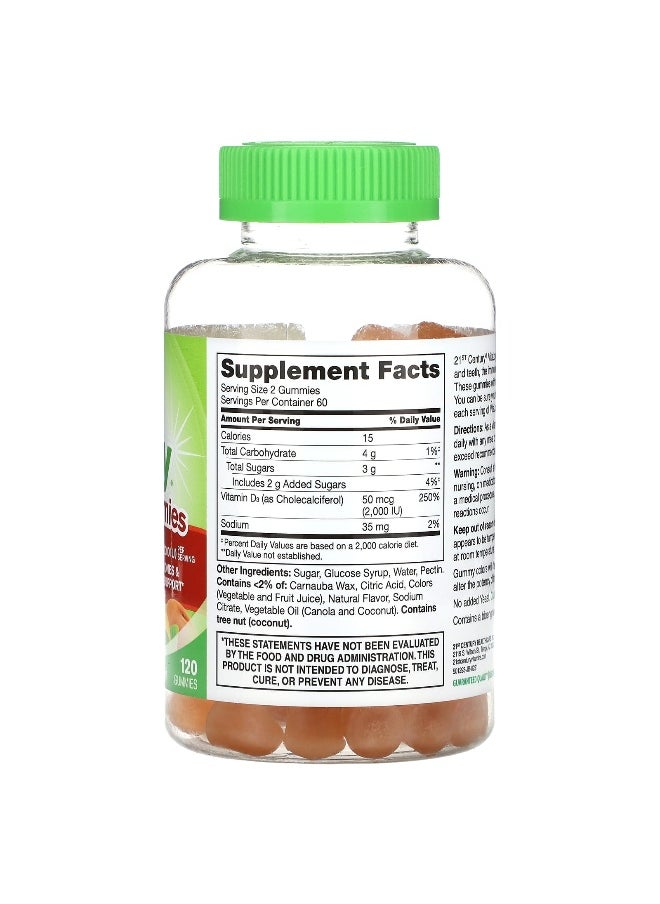 21st Century, VitaJoy Gummies, Daily D3, Peach, 2,000 IU, 120 Gummies (25 mcg (1,000 IU) per Gummy)