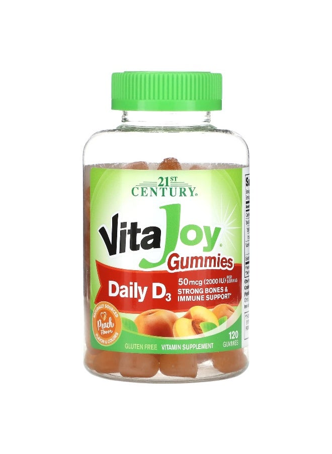 21st Century, VitaJoy Gummies, Daily D3, Peach, 2,000 IU, 120 Gummies (25 mcg (1,000 IU) per Gummy)