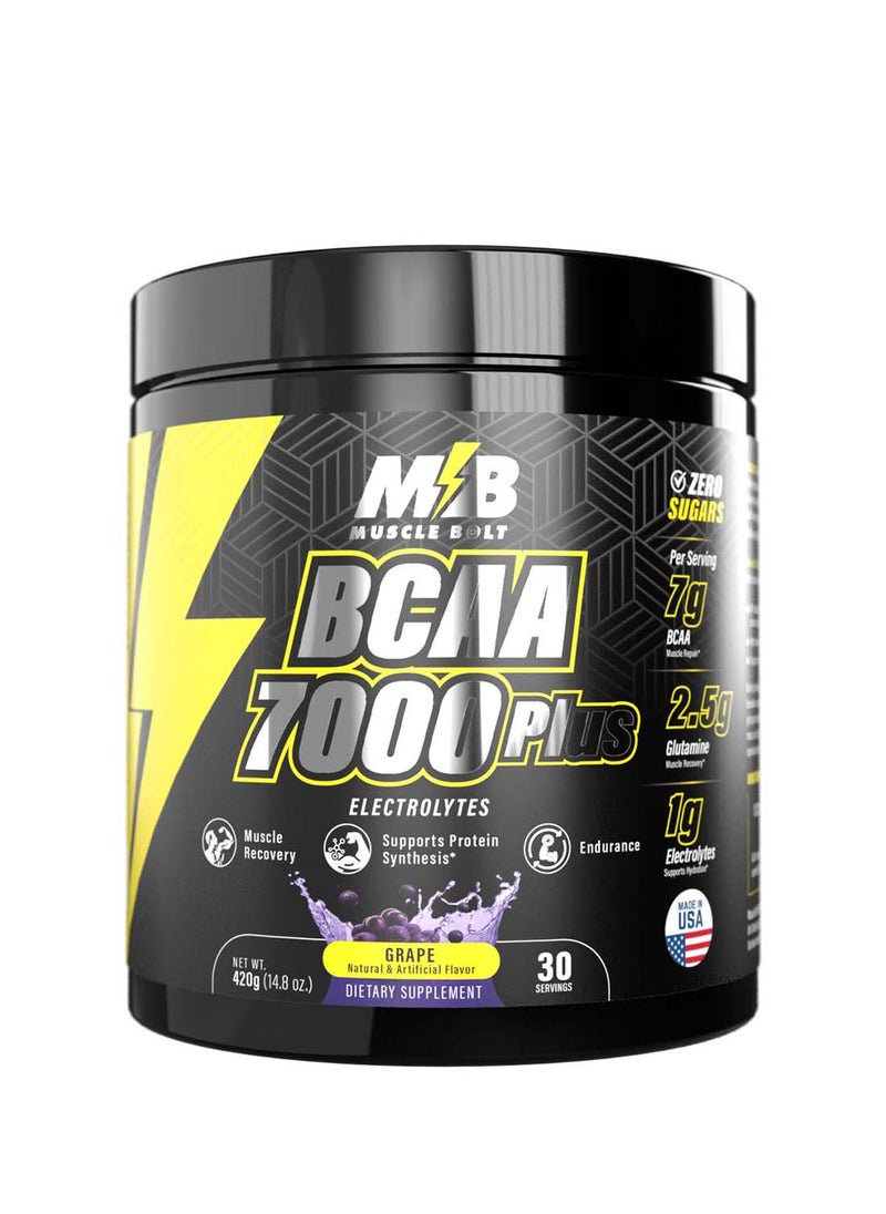 Muscle Bolt - BCAA 7000 Plus For Muscle Recovery And Endurance Grape 30 Servings, 420g - Image 1