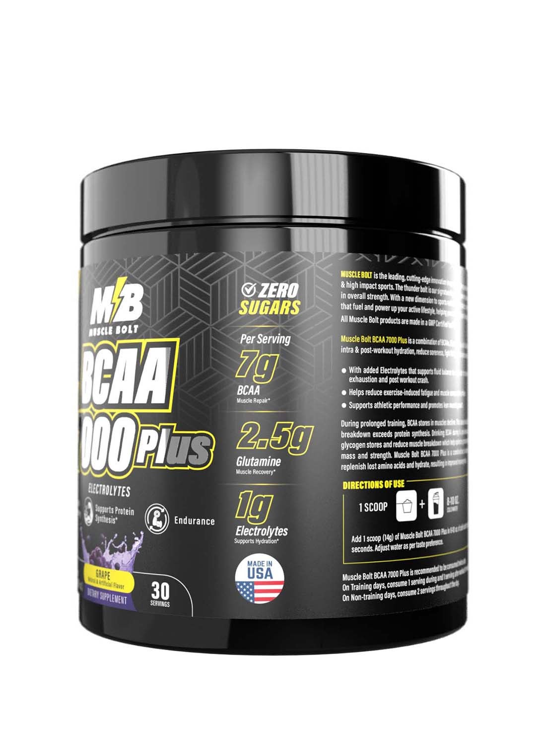 Muscle Bolt Bcaa 7000 Plus For Muscle Recovery & Endurance Grape Powder 420g 30'S