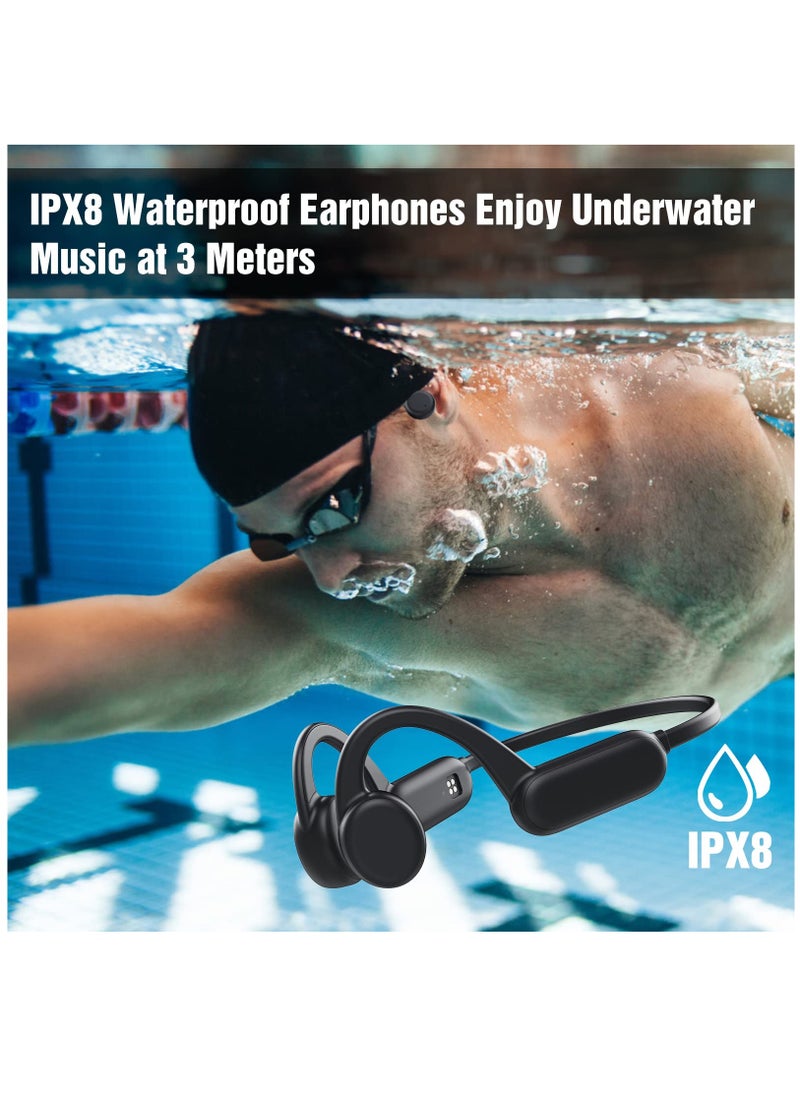 Bone Conduction Headphones Waterproof Headphones with Built-in 8G Memory for swimming do not use Bluetooth Mode Open Ear headphones Bluetooth for Swimming Running Cycling Gym