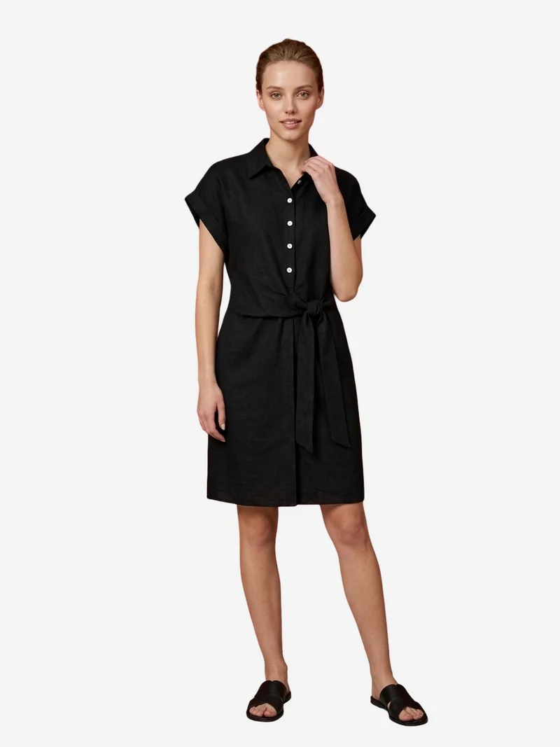 ماي فاشن MY FASHION Cotton Poplin Mini Shirt Dress