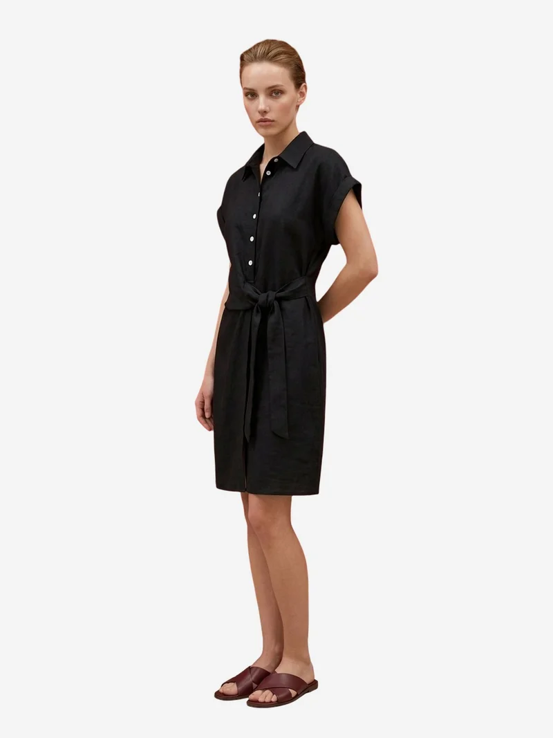 My Fashion Black MY FASHION Cotton Poplin Mini Shirt Dress for Women | Best Price UAE
