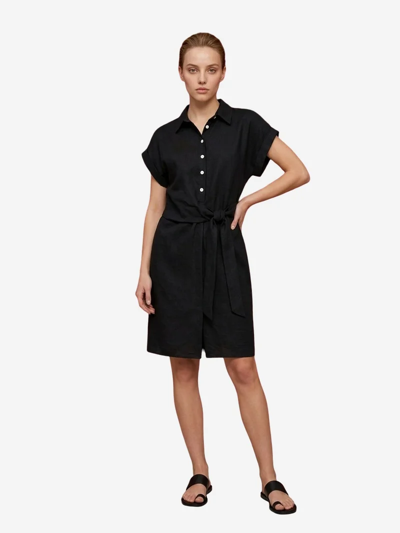 ماي فاشن MY FASHION Cotton Poplin Mini Shirt Dress