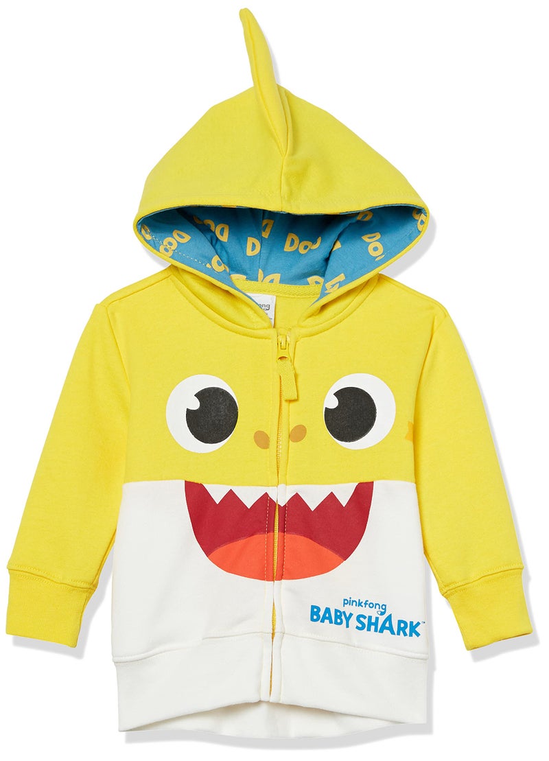 Pinkfong Boys Zip Up Big Face HoodieBaby Shark Yellow Toddler Size 2T5T 2T