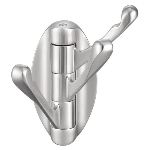 Angle Simple Bathroom Towel Hook, Metal Foldable Swivel Hook, Robe Coat Hanger for Wall, Brushed Nickel - Image 1