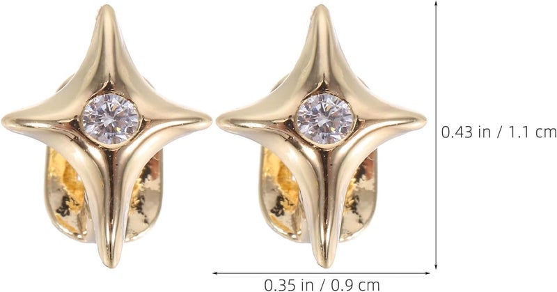 MAGICLULU 2 قطع من غطاء الأسنان المرصع بالكريستال النجمي للشواء، بتصميم معدني على طراز الهيب هوب، باللون الذهبي، ذو تصميم غير متماثل، لزي المغنيين والكوسبلاي - Image 2