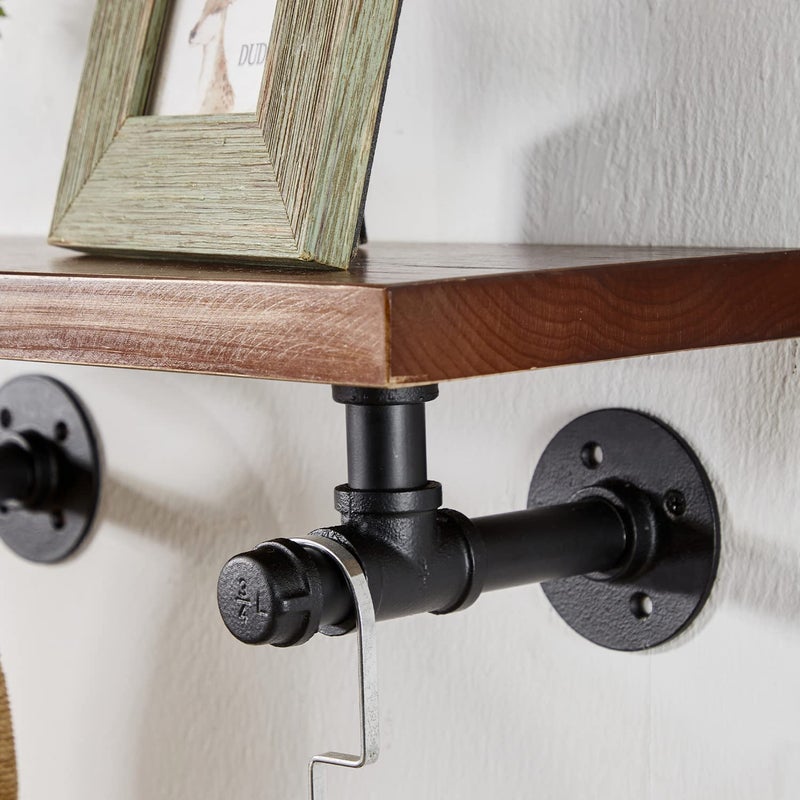 Ycco Pipe Shelf Bracket Industrial Diy L Pipe Wall Bracket For 8 Inch Wood Floating Shelf Vintage Look Rustic Home Pipe Decor 6 Packs  Included Accessories - Image 4