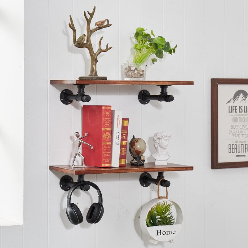 Ycco Pipe Shelf Bracket Industrial Diy L Pipe Wall Bracket For 8 Inch Wood Floating Shelf Vintage Look Rustic Home Pipe Decor 6 Packs  Included Accessories - Image 5