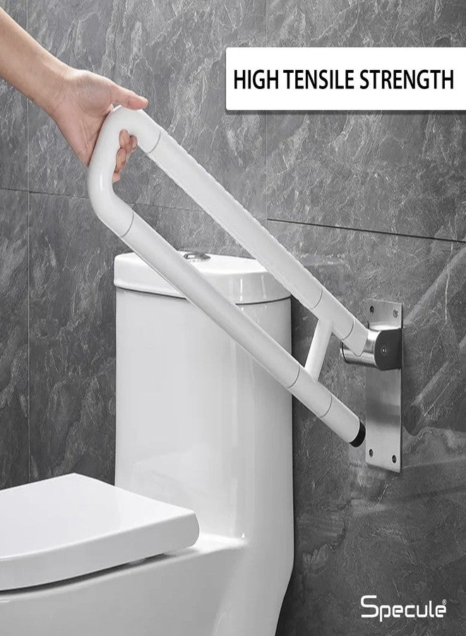 Specule Wall Mounted Flip up Stainless Steel 304 Grab Bar Rails with Anti-Slip Nylon Grip - 17 inches | Toilet Handrails Bathroom Safety Bar for The Elderly, Pregnant Women and Handicap - Image 2