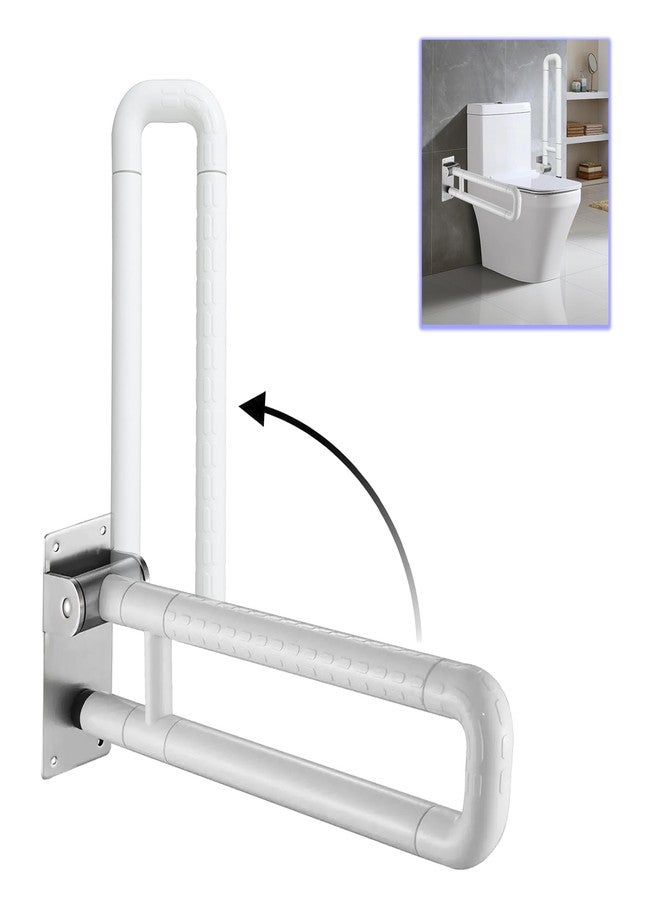 Specule Wall Mounted Flip up Stainless Steel 304 Grab Bar Rails with Anti-Slip Nylon Grip - 17 inches | Toilet Handrails Bathroom Safety Bar for The Elderly, Pregnant Women and Handicap - Image 1