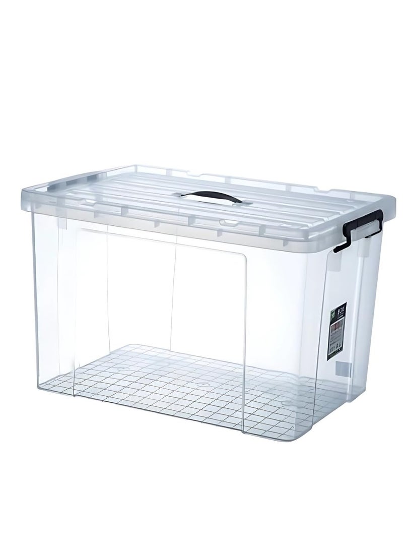 Marcolo Storage Box with Lid – 120L | Clear Stackable Plastic Organizer with Secure Locks and Handle - Image 1