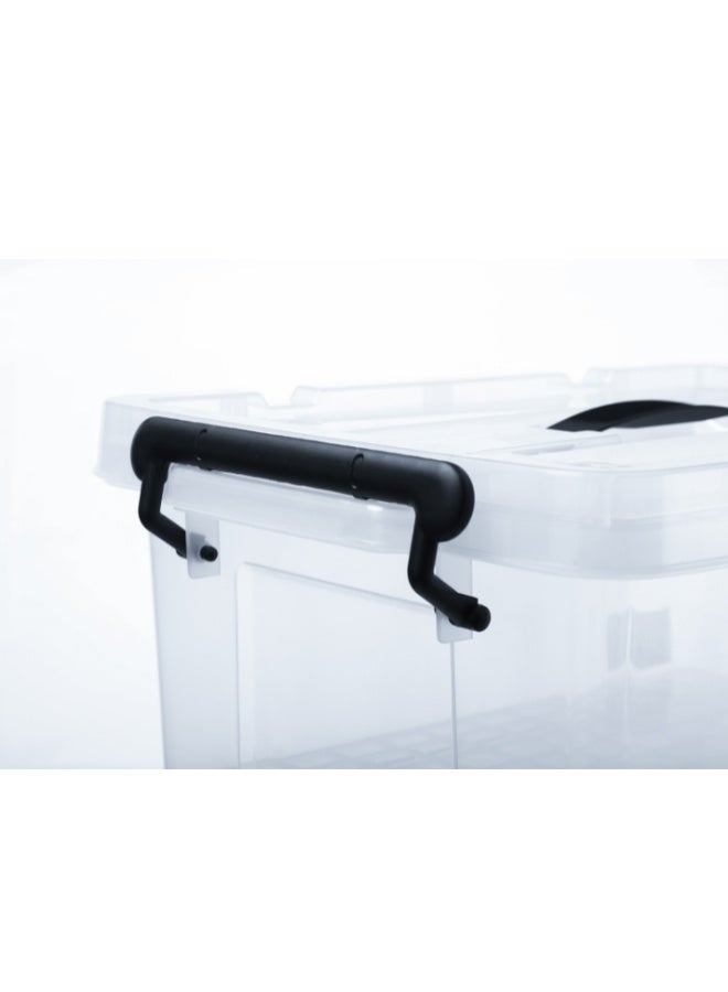 Marcolo Storage Box with Lid – 120L | Clear Stackable Plastic Organizer with Secure Locks and Handle - Image 4