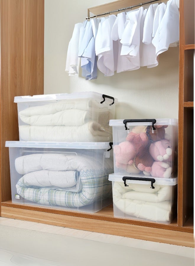 Marcolo Storage Box with Lid – 120L | Clear Stackable Plastic Organizer with Secure Locks and Handle - Image 3