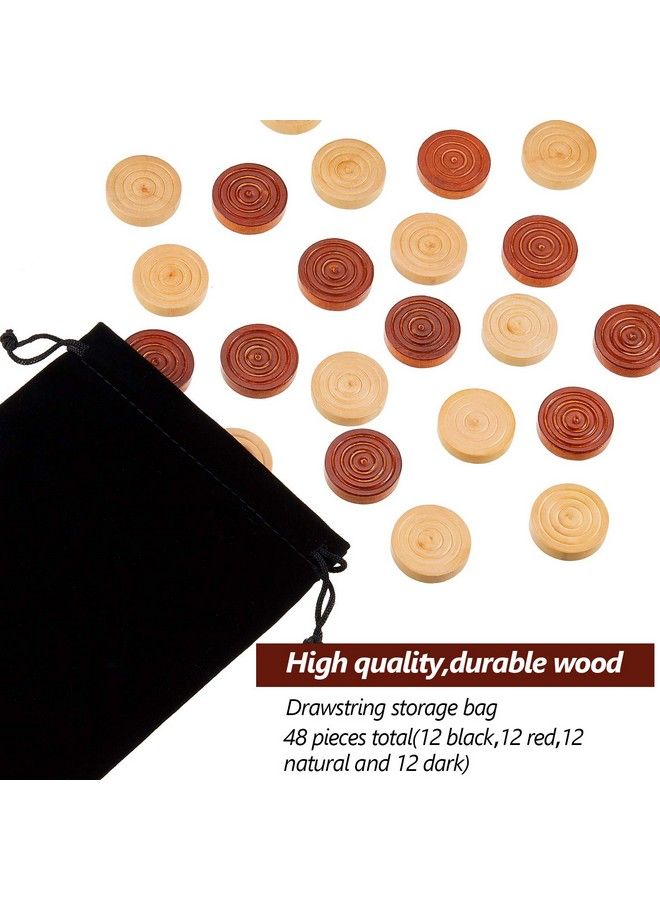 Gejoy 48 Pieces Wooden Checkers 1.06 Inch Wooden Checkers Pieces With Stackable Ridge In Drawstring Storage Pouch Red Black Dark Brown Wood Color (Red Black Dark Brown Natural Color)  - Image 4