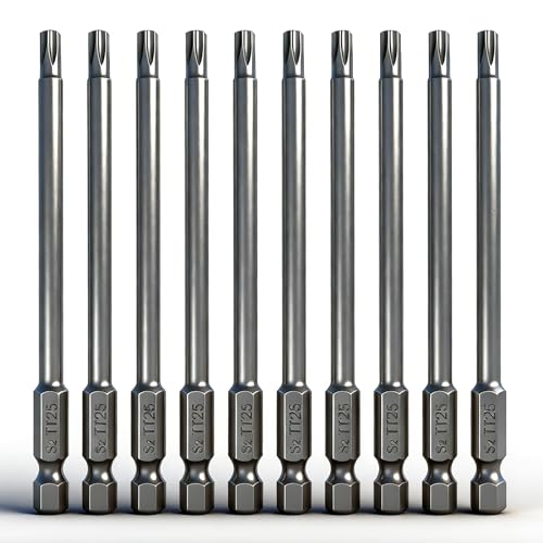 PTSLKHN 10PCS T25 Torx Screwdriver Bit Sets, 4‘’Length Magnetic Security Torx Bits Set (10, T25-4inL) - Image 1
