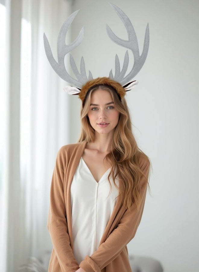 VZQI Deer Antlers Headband for Women Cute Deer Ears Antler Crown Renaissance Costume Acessories for Christmas - Image 5