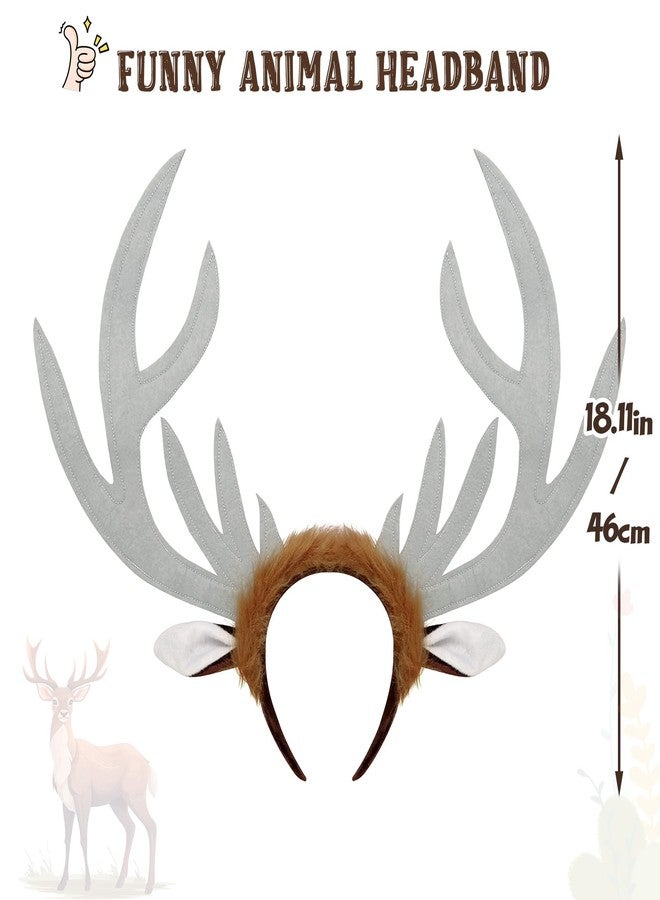 VZQI Deer Antlers Headband for Women Cute Deer Ears Antler Crown Renaissance Costume Acessories for Christmas - Image 4