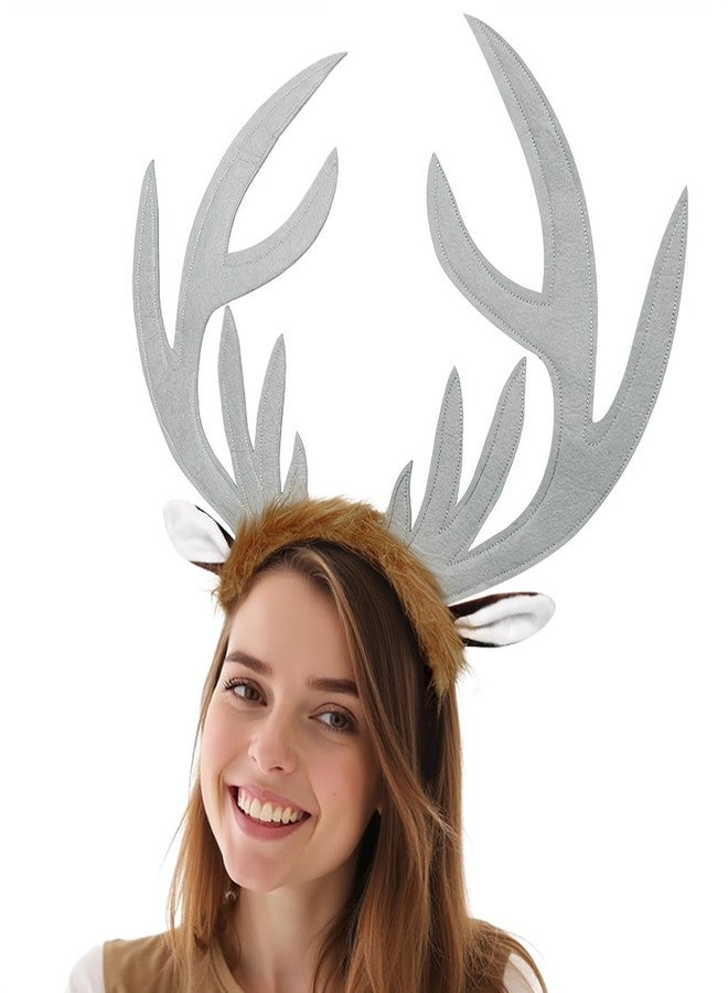 VZQI Deer Antlers Headband for Women Cute Deer Ears Antler Crown Renaissance Costume Acessories for Christmas - Image 1