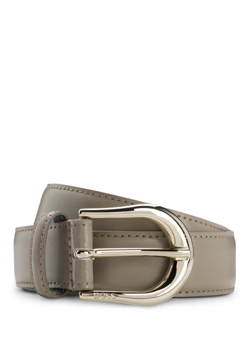 بوس Italian-leather belt with logo buckle