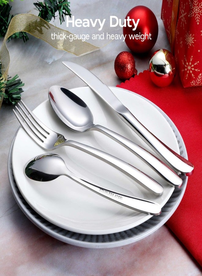 Onader 40 Piece Heavy Duty Silverware Flatware Set for 8 Stainless Steel Cutlery Set - Image 2