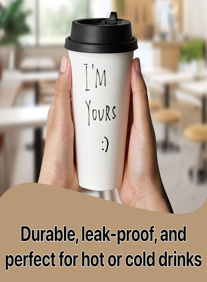 Pokanic Paper White Cups [16 oz] with Lids and Sleeves x [25 Set] Disposable Hot Cold Coffee Water Beverage Drinking for School Office Home Kitchen Cafe Restaurant (25 Pack, 16 oz) - Image 5