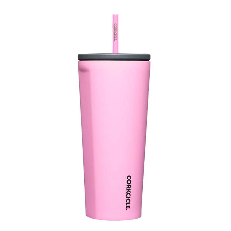 Corkcicle Cold Cup Insulated Tumbler with Straw - Keeps Drinks Cold for 12 Hours - Triple-Insulated Stainless Steel - Leak-Resistant Lid - Summer Drinkware Gift - 24 oz - Sun-Soaked Pink - Image 1