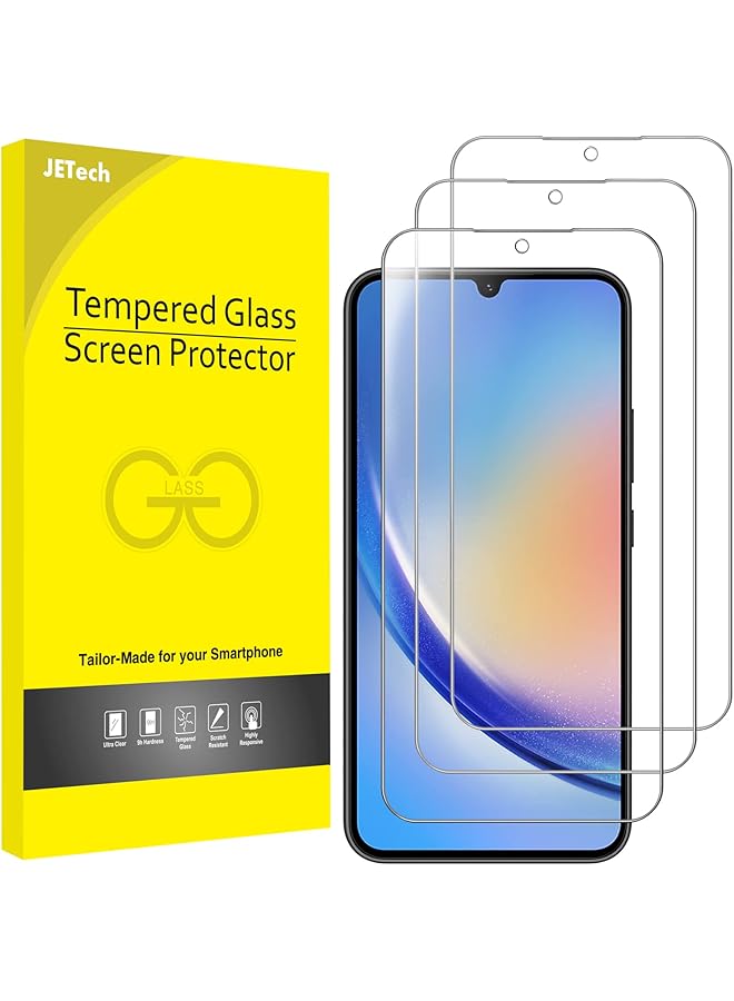 جي تيك واقي شاشة لهاتف سامسونج جالاكسي A34 5G مقاس 6.6 بوصة 9H زجاج مقوى مضاد للخدش عالي الوضوح، عبوة من 3 قطع - Image 1