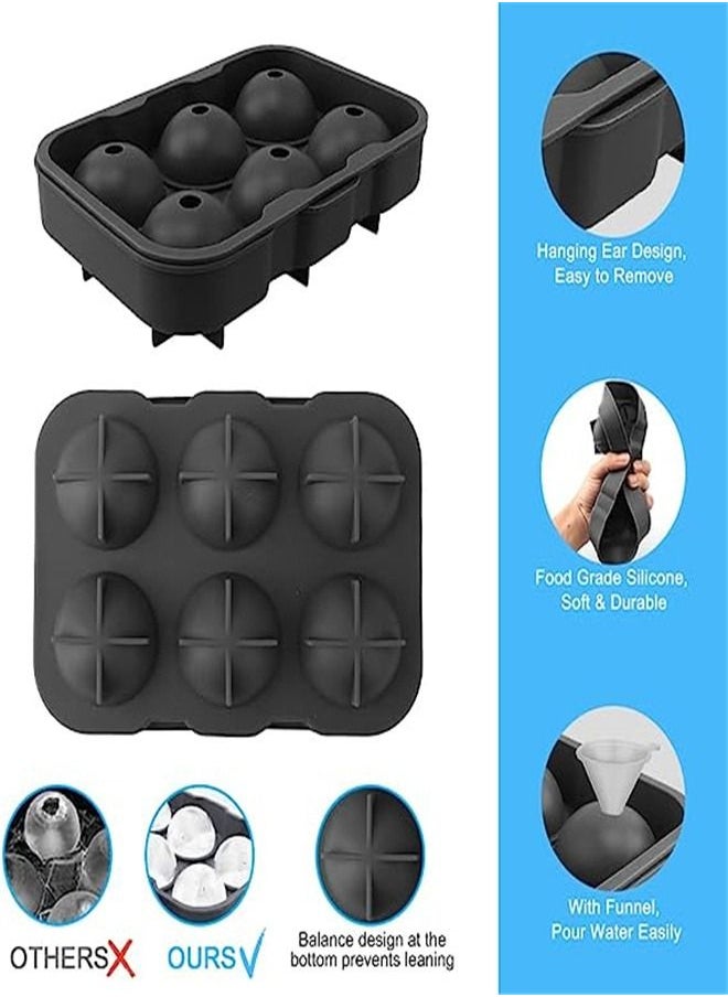 Goolsky - Goolsky Silicone Ice Cube Trays Round Ice Cube Mold Spheres Ice Ball Maker (6 Round Ice Ball Black) - Image 1