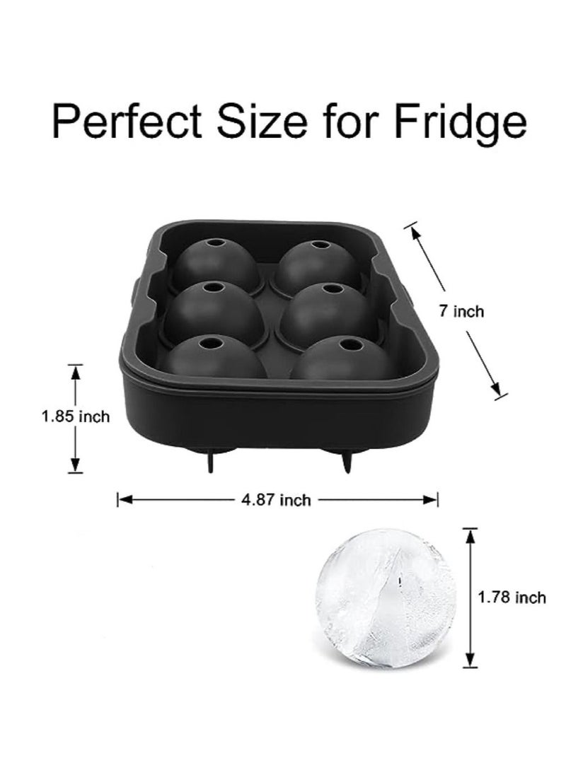 Goolsky - Goolsky Silicone Ice Cube Trays Round Ice Cube Mold Spheres Ice Ball Maker (6 Round Ice Ball Black) - Image 1