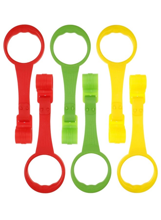 JECOMPRIS Baby Pull Up Rings for Playpen and Crib, 6 Pcs Pack and Play Stand Handles Attachment Hooks for Infants Toddlers Ergonomic Grip BPA Free Red Yellow Green - Image 1