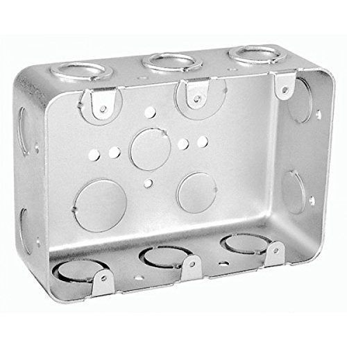 1 Pc 218 In Deep Three Gang Multi Device Switch Box 0625 Galvanized Steel 4 12 In 6 1234 In Side Knockouts 2 12 2 34 In Bottom Knockouts