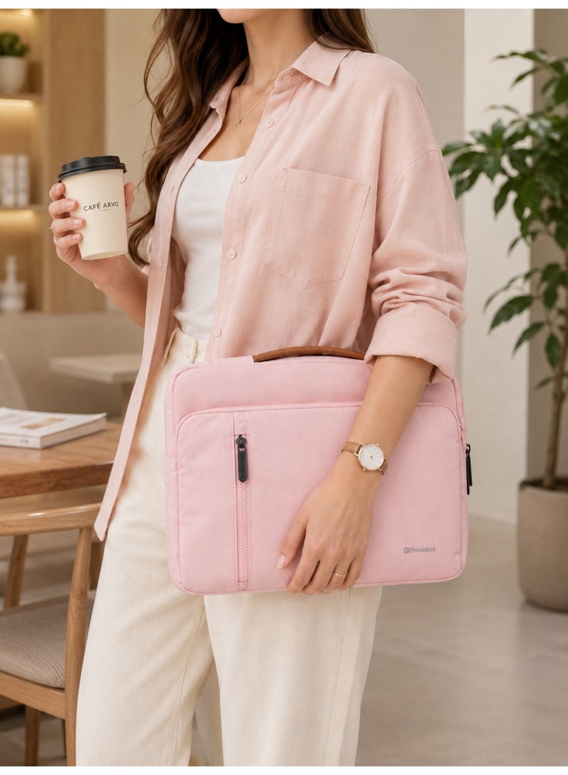 PRESIDENT Waterproof lightweight business laptop bag, can be divided into partitions to store MacBook Air, iPad, mouse and data cables, etc. ( PINK ) LBP6802 - Image 2