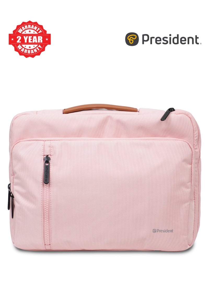 PRESIDENT Waterproof lightweight business laptop bag, can be divided into partitions to store MacBook Air, iPad, mouse and data cables, etc. ( PINK ) LBP6802 - Image 1