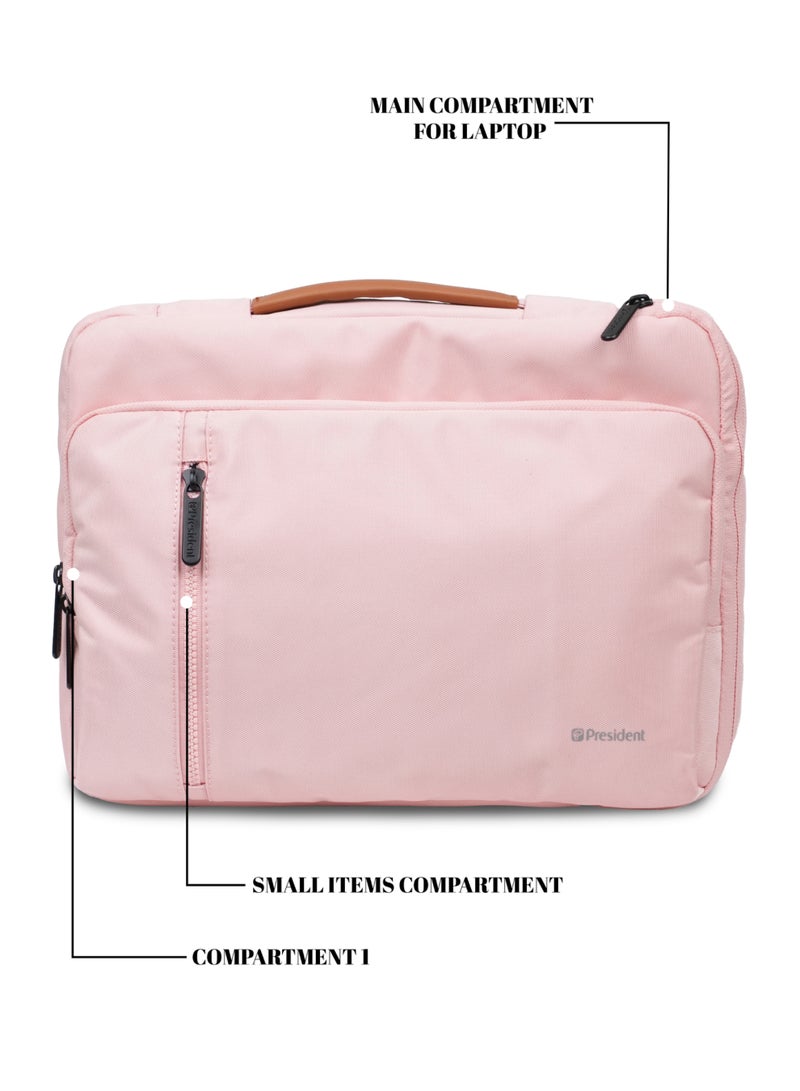 PRESIDENT Waterproof lightweight business laptop bag, can be divided into partitions to store MacBook Air, iPad, mouse and data cables, etc. ( PINK ) LBP6802 - Image 3
