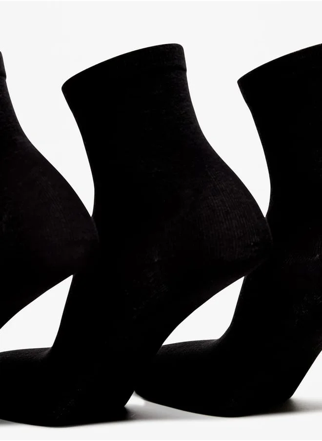 DUCHINI Men's Solid Ankle Length Socks - Set of 3