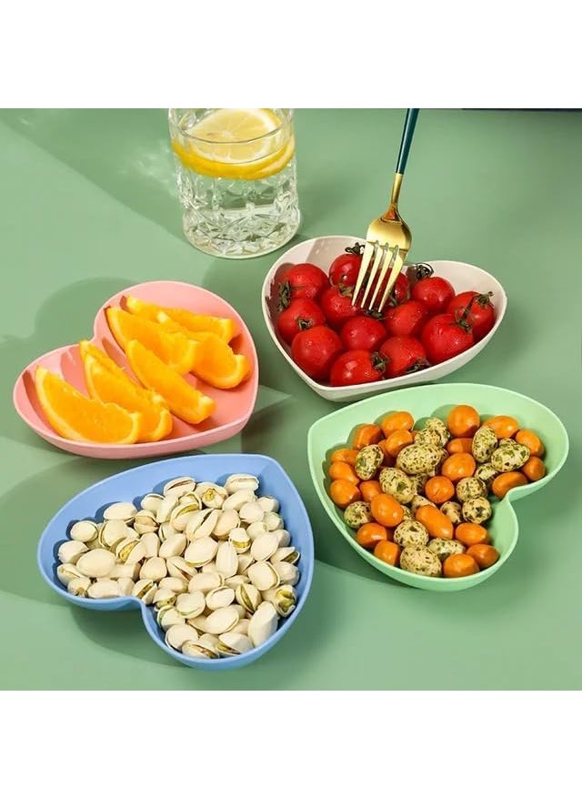 Agabani Agabani Heart Shaped Dinner Plates Wheat Straw Plates Unbreakable Small Dessert Dishes Salad Plates for Sushi Side Dish Fruit Appetizer Cake BPA FreeBlue 5 Dish Without Stand  - Image 2